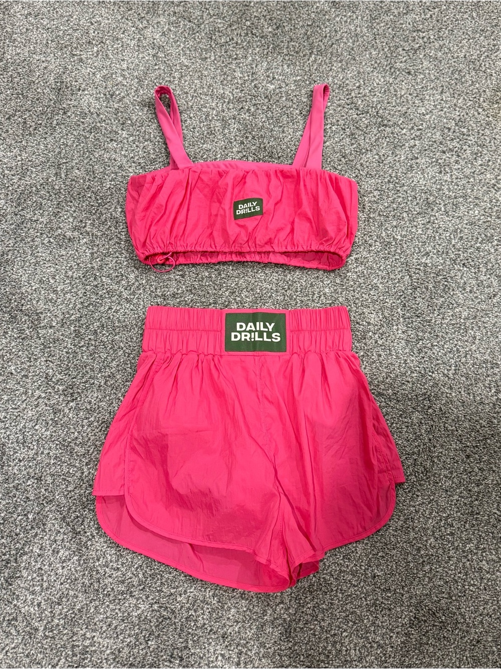 Daily Drills Girls' Hot Pink Athletic Shorts and Top Bubble Set